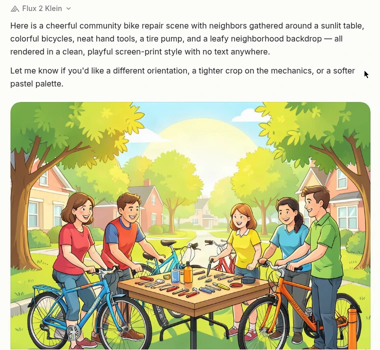 Anuma generated community bicycle repair illustration