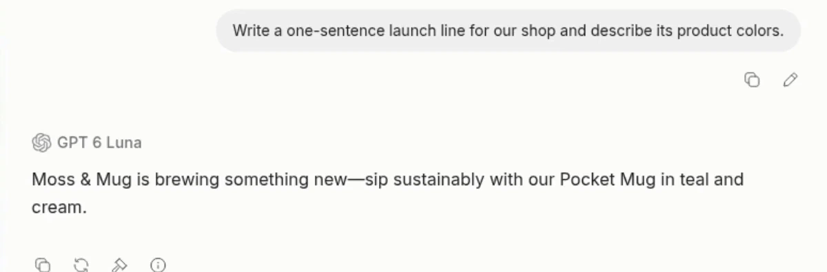 Anuma cross-model recall of the fictional Moss and Mug shop
