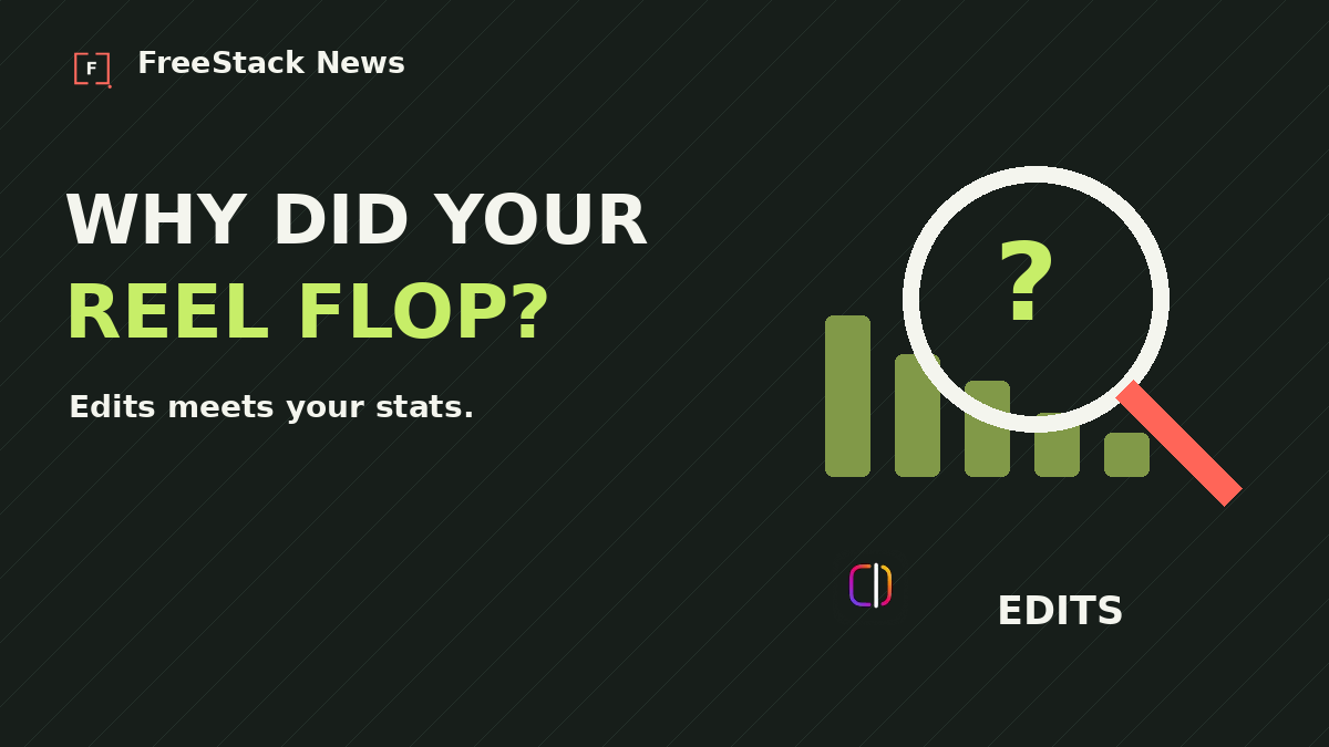 Edits logo below an illustrated magnifying glass and descending bars, with the headline Why did your Reel flop?