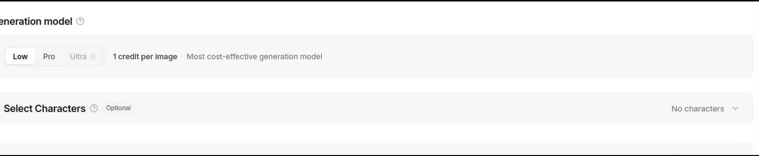 Recorded Revid Low image-model selection and one-credit image label